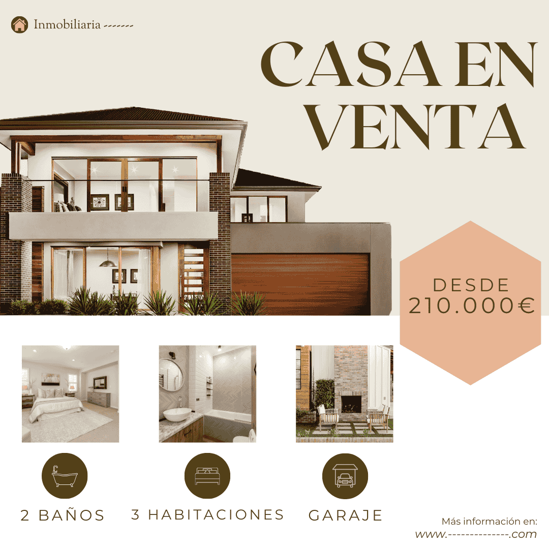 Post de Instagram Inmobiliaria Venta Dinámico Biege
